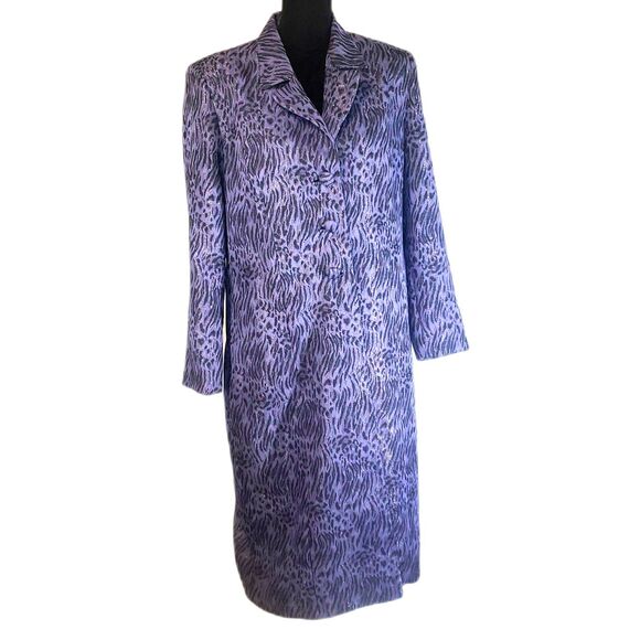 Night Studio New York Purple Black Button-up Collared Maxi Coat Size 14 - Picture 1 of 9